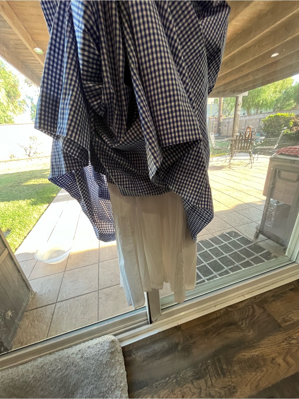 J. Crew Navy and White Gingham V-Neck Maxi Dress - Picture 5 of 7